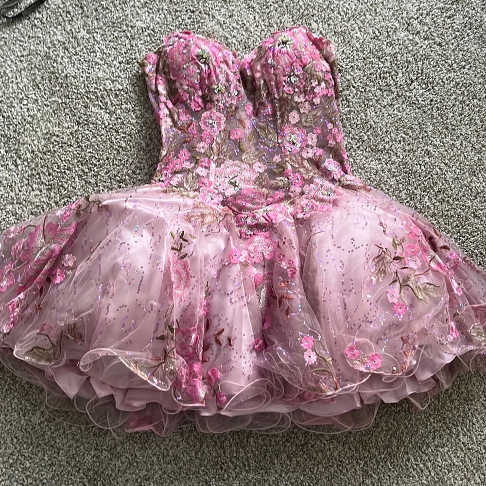 Pink Strapless Jovani homecoming dress
